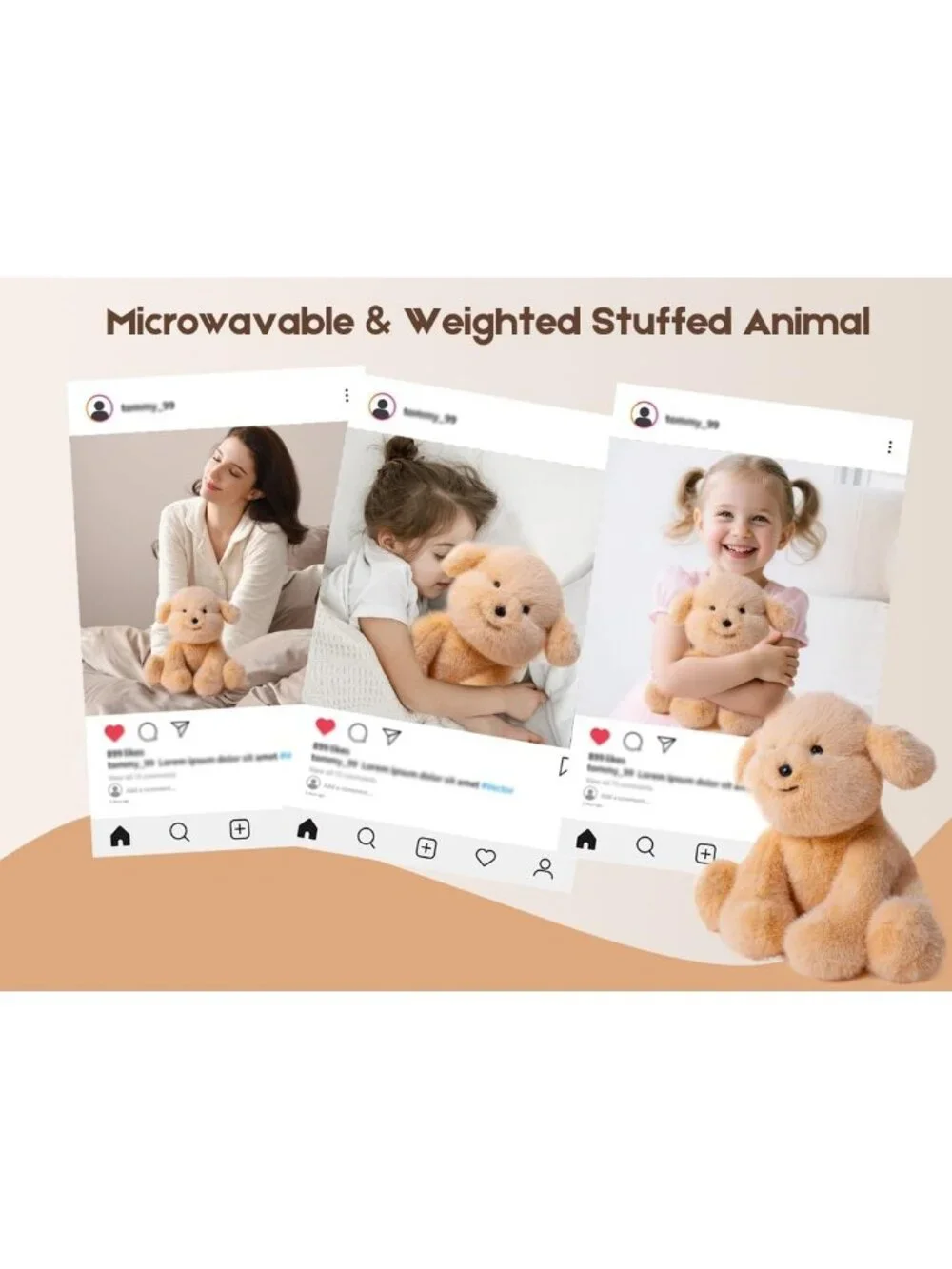Microwavable Weighted Dog Plush Toy - Heatable Lavender Scented Soft Stuffed